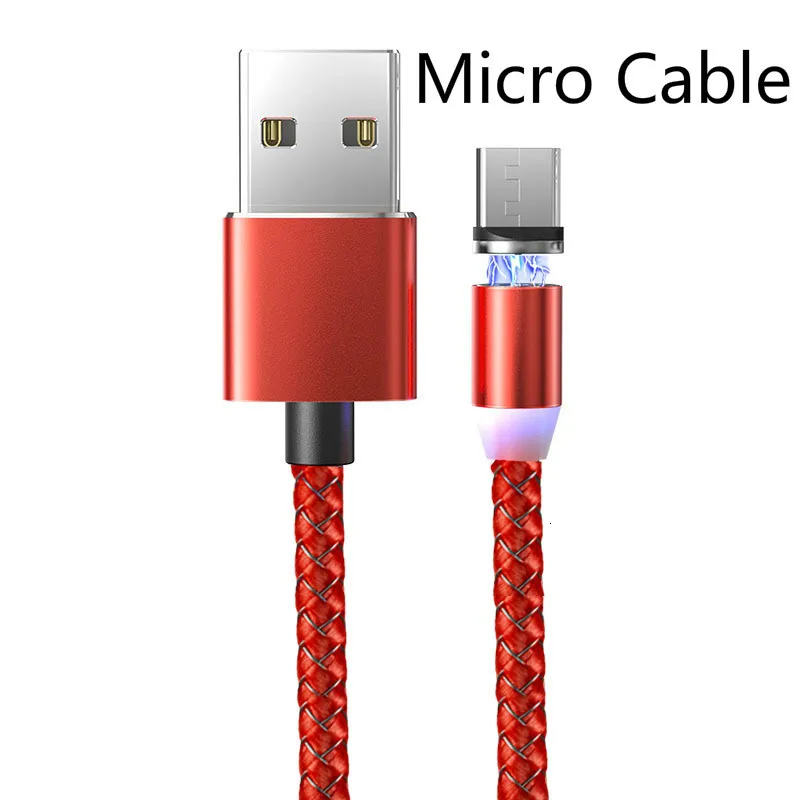 Магнитный светодиодный светильник, кабель для быстрой зарядки, магнитный кабель Micro usb type C, светодиодный шнур, зарядное устройство type-C для Iphone samsung S10 - Цвет: Red For micro