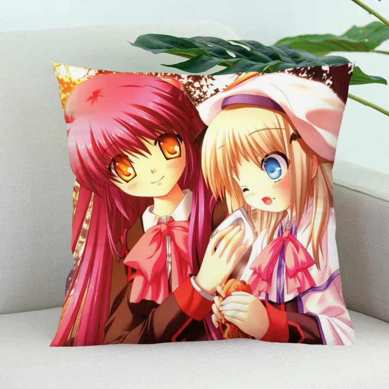

Little Busters! Pillow Cover Bedroom Home Office Decorative Pillowcase Square Zipper Pillow Cases Satin Soft