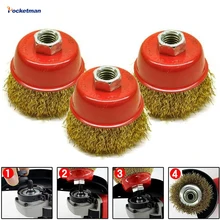 Rotary Wire Cup Brush 65mm M14 Rust Removal Brass Wheel VEWERK 2126