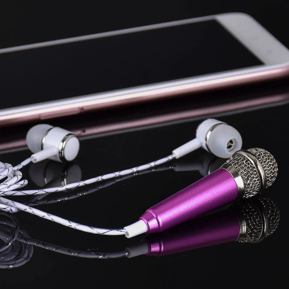 Мини Караоке высокого стандарта конденсаторный микрофон с наушниками стрейч аудио кабель и шланг малого диаметра Встроенный микрофон#10