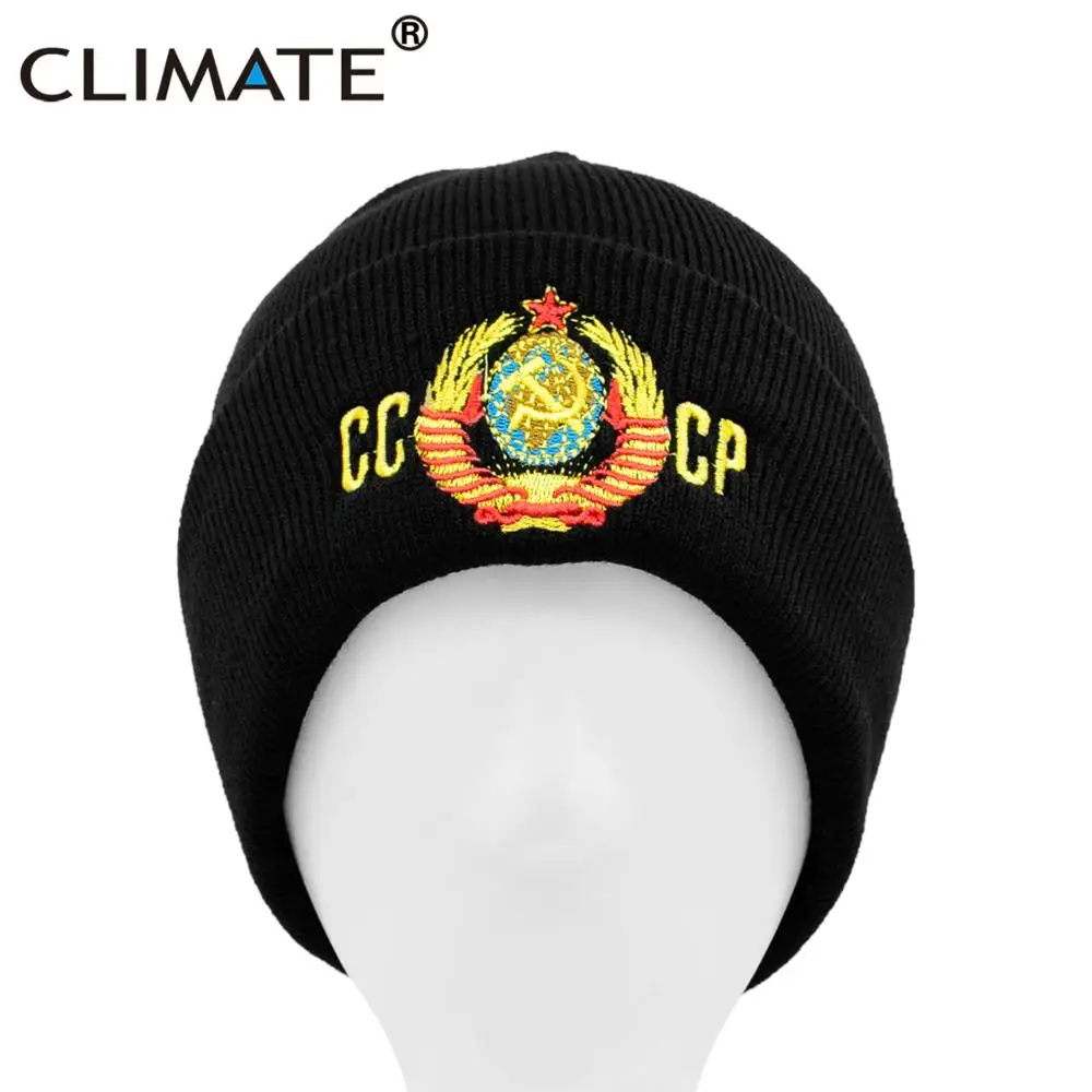Men Women Winter Hat Knit Beanie CLIMATE CCCP Russia Soviet Union Communist Party knitted hat,knitted cap,knitted beanie,cotton beanie,skullies beanies,fashion beanies,winter hat,embroidered beanies
