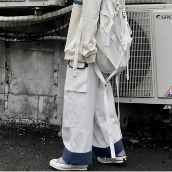 

#9173 Streetwear Wide Leg Pants For Women Plus Size Elastic Waist Big Pocket Trousers Ladies Spring Autumn Planlon Pant Female