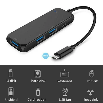 

Portable USB-C 4K Hub Type-C to USB 2.0 Adapter with 1 Male Port 4 Female Ports DQ-Drop