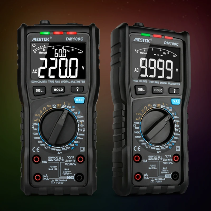 DM100C Цифровой мультиметр высокоскоростной умный двухъядерный T-rms NCV температура multimetro анти-ожога предохранитель сигнализации мультиметры