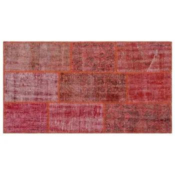 

Handmade Red Vintage Overdyed Patchwork Area Rug 080x150 Cm-2'7''X4'11''