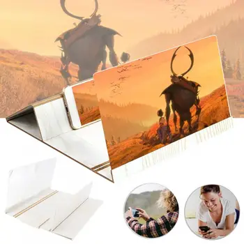 

4X 12 Inch Portable White Wood Grain PMMA + Fiberboard 3D Video Mobile Phone Screen Magnifier with Mobile Phone Bracket
