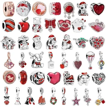 

Original Red Lucky Cat Swan Balloon Beads Charms Fit Pandora Bracelet & Necklaces For Women Fine Jewelry Making Accessories