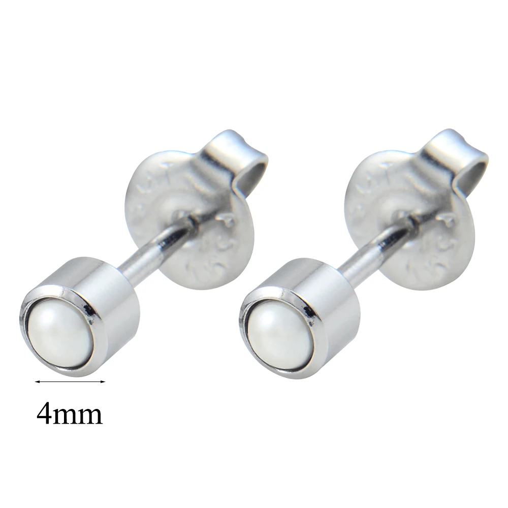 Caflon サージカルスチール ホワイトストーンカラー 4mm イヤーピアススタッド 12ペア ホワイトメタル Caflon S 並行輸入品
