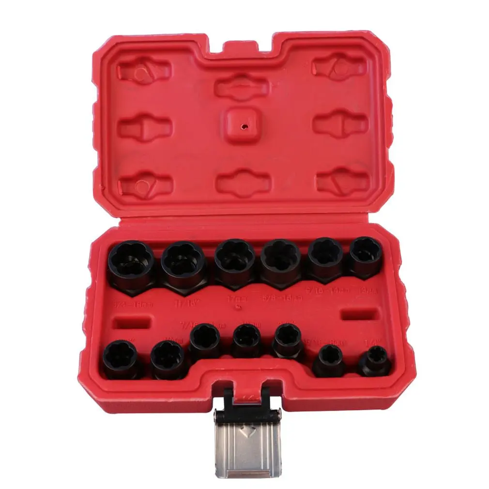 

13Pcs Broken Nut Bolt Extractor Defective Nut Removal Tool Bolt & Nut Set High Hardness Household Hardware Repair Tool with Box