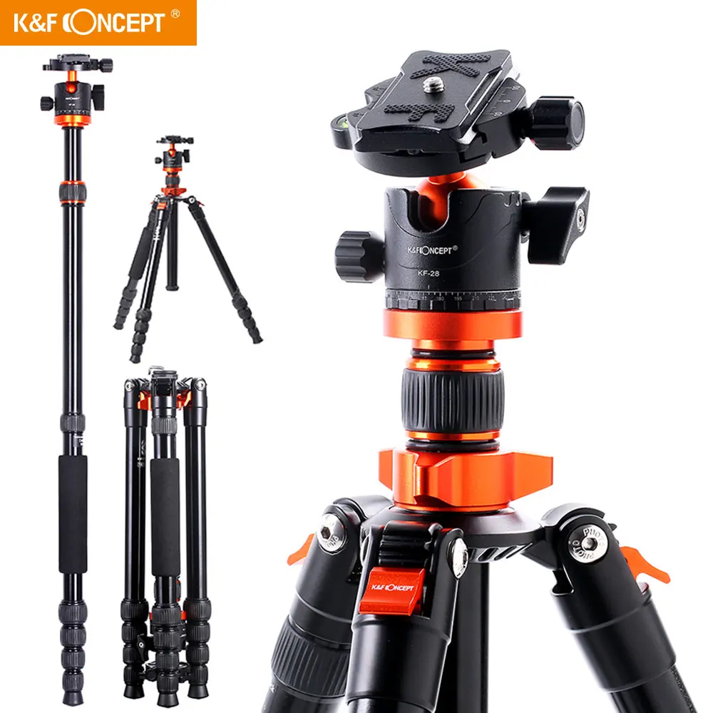 K&F Concept 67 inch Aluminum Camera Tripod Monopod with 360 Degree Ball Head and 1/4