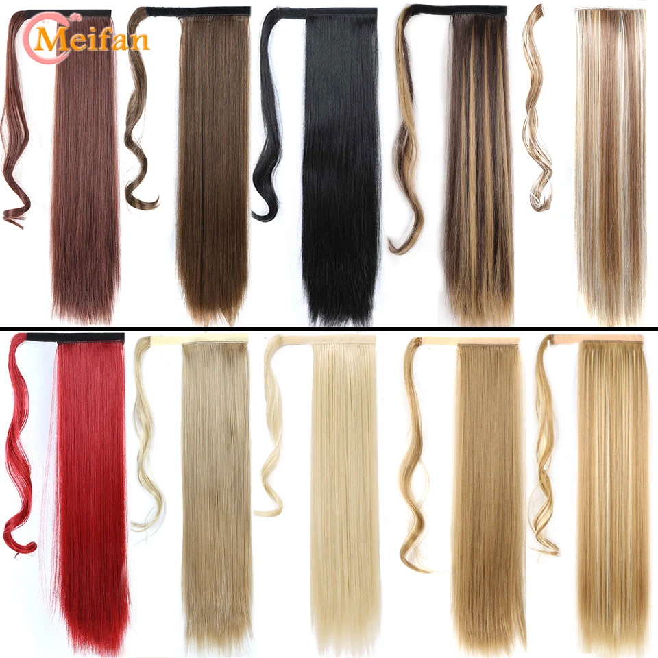 MEIFAN Synthetic Long Straight Clip in Hair Tail Nature FaKe Ponytail Extension Hairpiece With Hairpins High Temperature Ponytai fake hair extensions