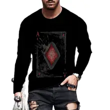 

Spring And Autumn Men's Clothing 3d Printing T-shirt Playing Card Pattern O-neck Long-sleeved Oversized T-shirt Hoodless Sweater