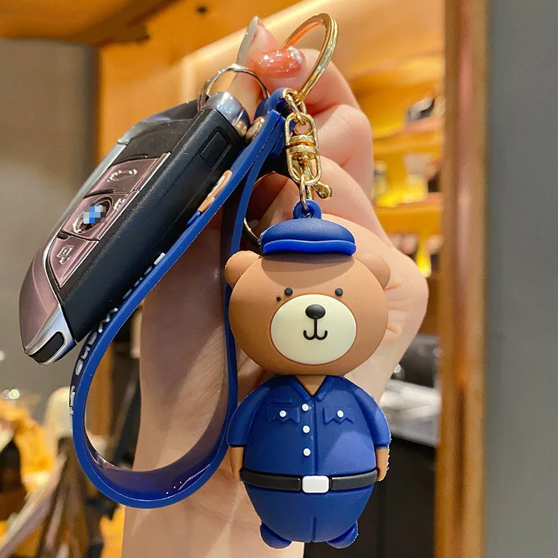 NINELEO Cute Cartoon Color-Changing Bear Keychain Christmas Gift , Kawaii Keychains Cartoon Boy Girl Backpack Charms Women Men Car Key Ring, Men's