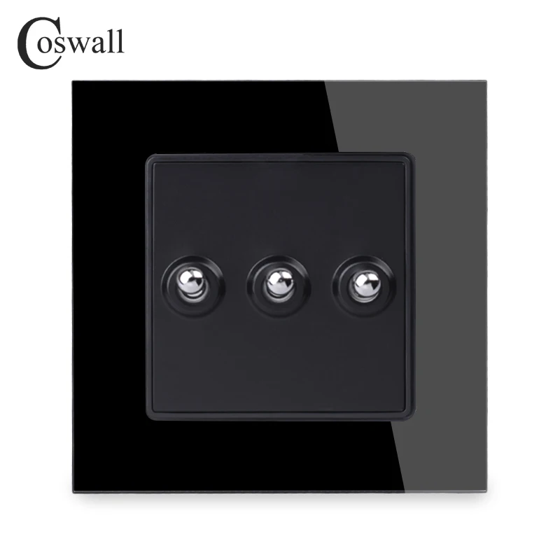 Coswall, простая модная рамка из закаленного стекла с кристаллами, 3 комплекта, 1 способ, тумблер, светильник, переключатель вкл/выкл, настенный выключатель, 16А, переменный ток, 250 В