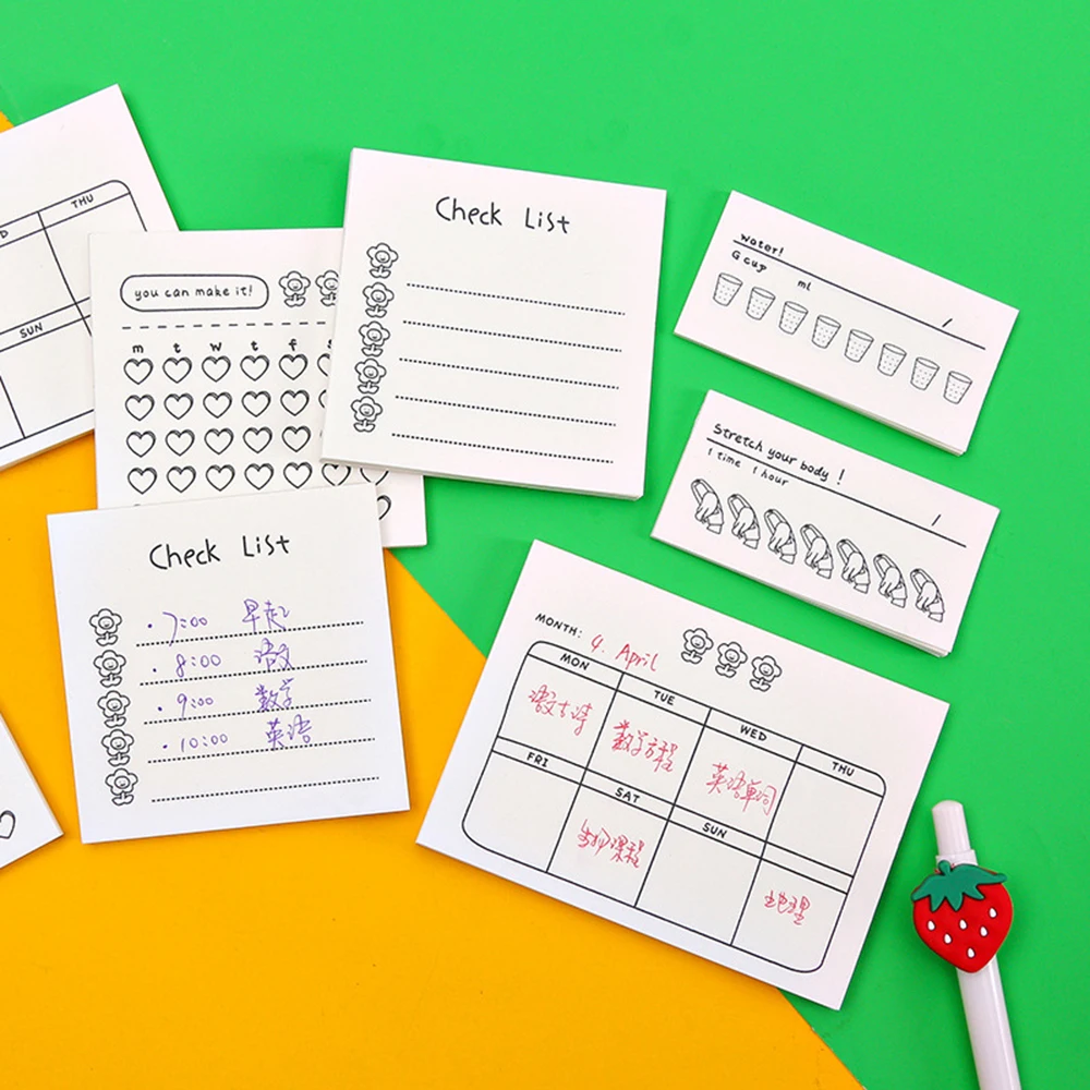 

50 Sheets Creative Daily Punch Card Memo Pad Check List Sticky Notes Schedule Planning Notepad School Office Supplies Stationery
