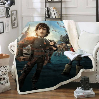 

3D How to Train Your Dragon Blanket Print Sherpa Blanket on Bed Kids Girl Flower Home Textiles Dreamlike