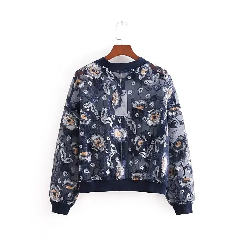 

2018 New Style Western Style Summer WOMEN'S Dress New Style Machine Embroidery Transparent Gauze Jacket-Style Coat Blouse