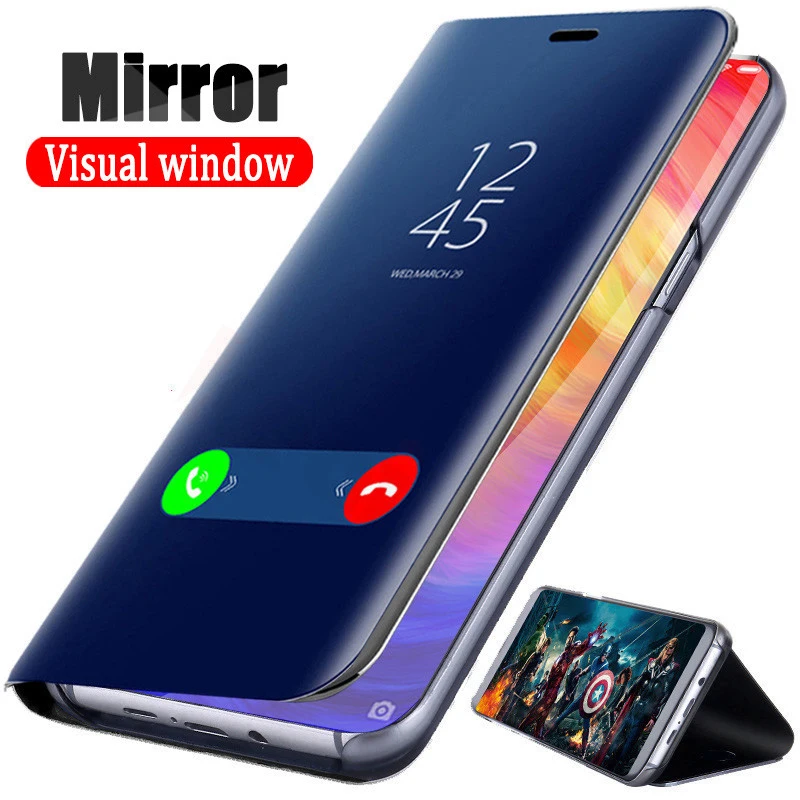 

Smart Mirror Flip Case For Xiaomi Redmi Note 8 7 5 6 Pro 4X 7A 6A 5A 5 Plus GO S2 Leather Case For Mi A3 A2 A1 9 SE 9T Pro Cover