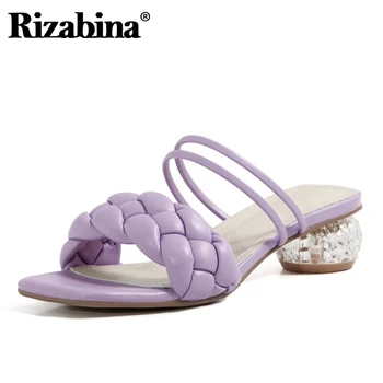 

Rizabina Summer Shoes Sandals Open Toe Round Toe Clear Crystal Heel Slip On Shoes Two Way To Wear Fashion Footwear Size 34-39
