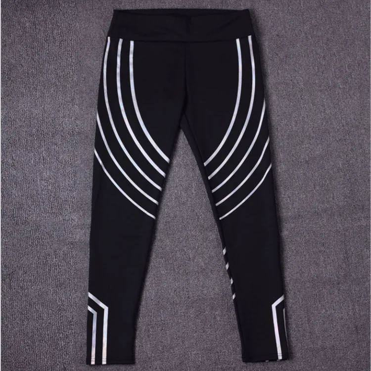 Серебристые Леггинсы для йоги быстросохнущие штаны женские леггинсы спортивные