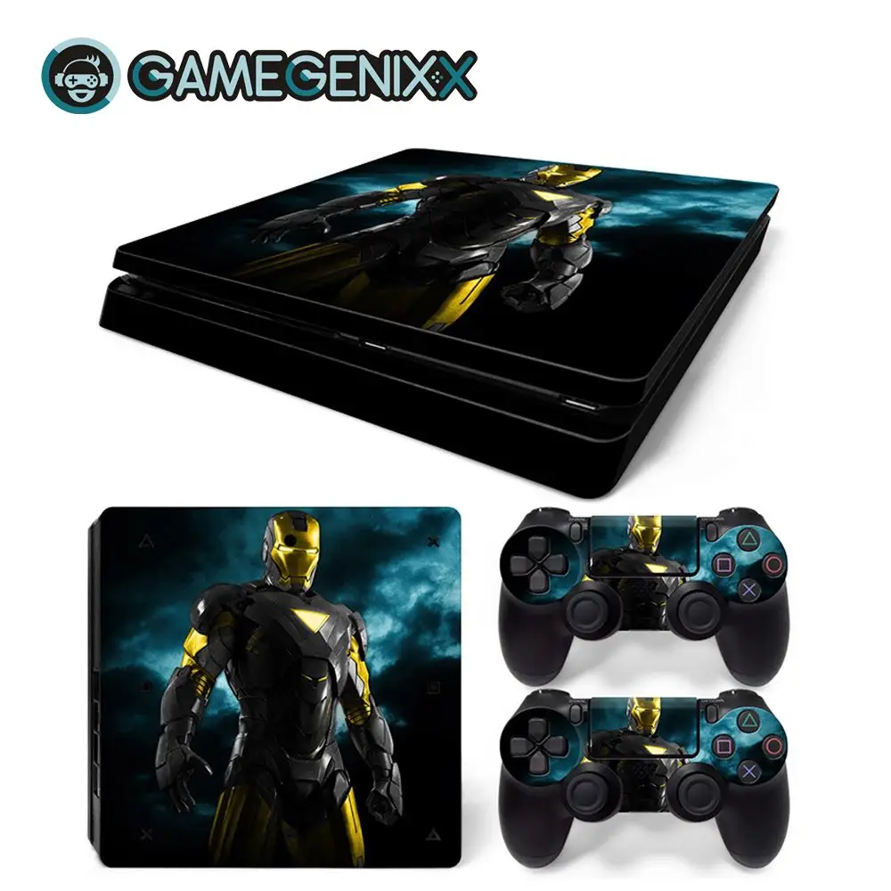 GAMEGENIXX Skin Sticker Vinyl Wrap Cover for PS4 Slim Console and 2 Controllers- Iron Man