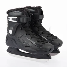 Профессиональные теплые утолщенные хоккейные коньки для взрослых с лезвием для катания на коньках, водонепроницаемые, тренировочные, для катания на коньках, черные