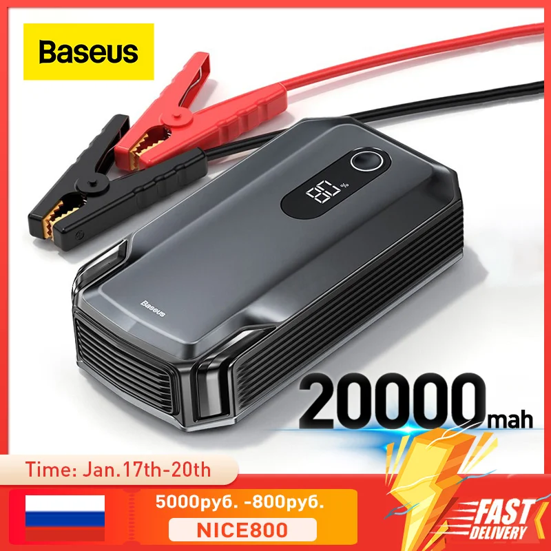Baseus 20000Mah Auto Jump Starter Power Bank 2000A 1000A Car Battery Charger Auto Emergency Booster Starten Apparaat Jump Start