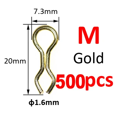 JIGEECARP, 500 шт.,, карповое рыболовное кольцо для ловли карпа - Цвет: M size 500PCS Gold