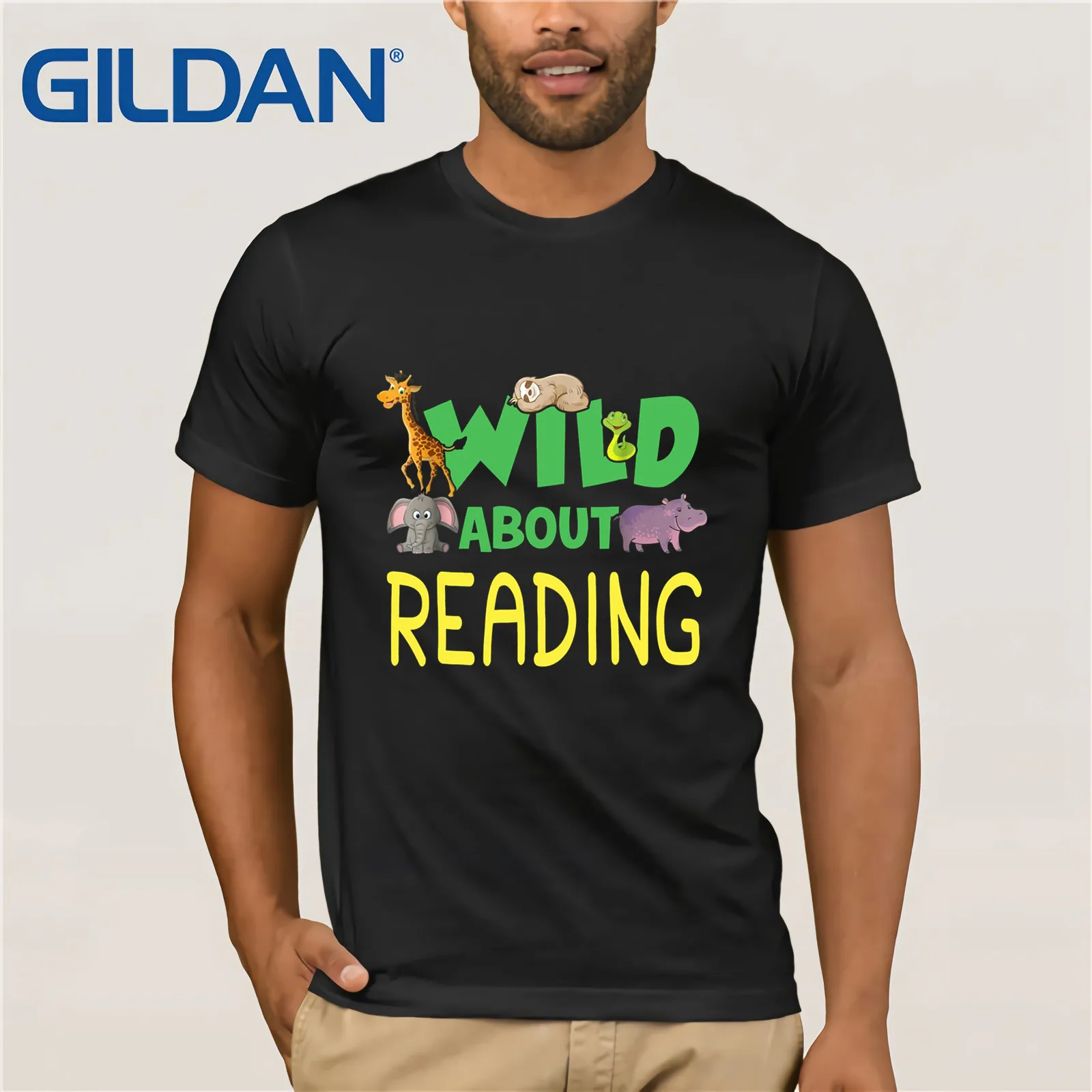 

Wild About Reading Tee Shirt Back To School Kids Teachers 2019 Summer Men's Short Sleeve T-Shirt