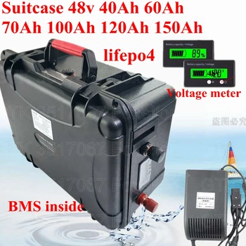 

48V 50Ah Lifepo4 60Ah 70Ah 100Ah 120Ah 140Ah 150Ah LiFepo4 battery with BMS for trolling motor solar energy motorhome+10Acharger