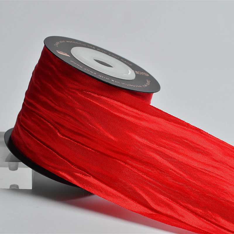 1Yard 50mm Pleated Satin Ribbon Hair Bow Making Bouquet Gift Wrapping DIY Craft Clothes Accessories Christmas Package Decor