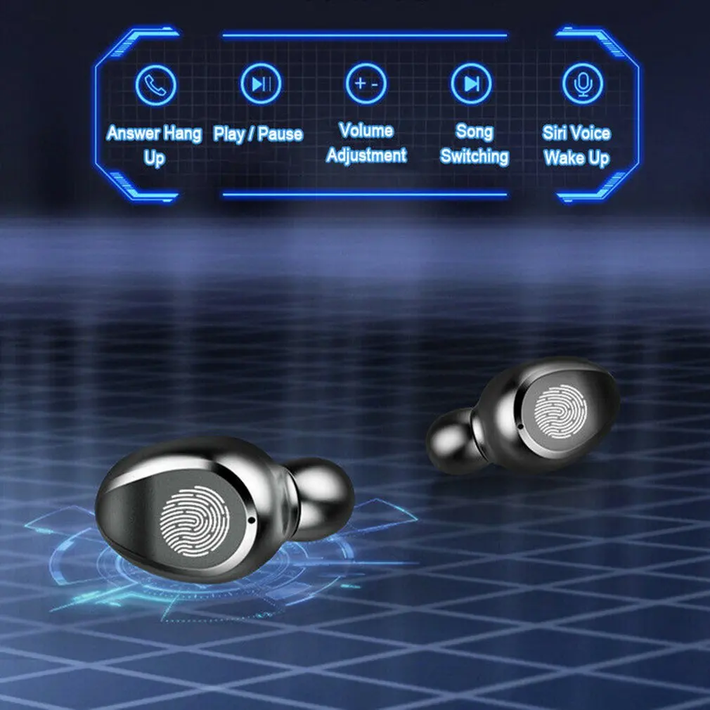 Черные беспроводные наушники Bluetooth V5.0 F9 TWS, светодиодный дисплей с зарядным устройством 2000 мАч, гарнитура с микрофоном