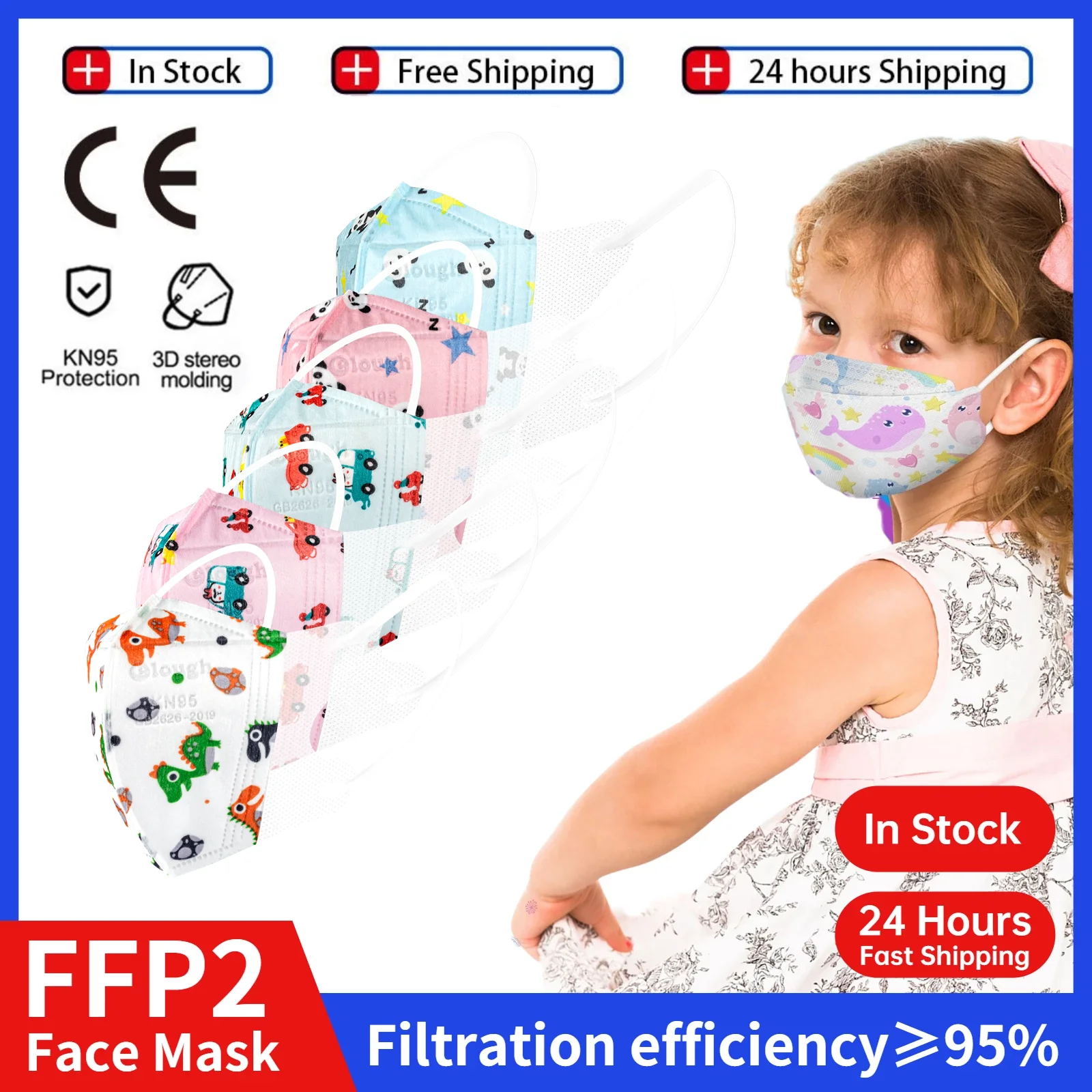 

FFP2 Mascarillas Niños Fit 2-6 Years Old KN95 Masks For Children FFP2mask Kids 3D Cartoon Printed FPP2 Child Face Mask 4 Layer