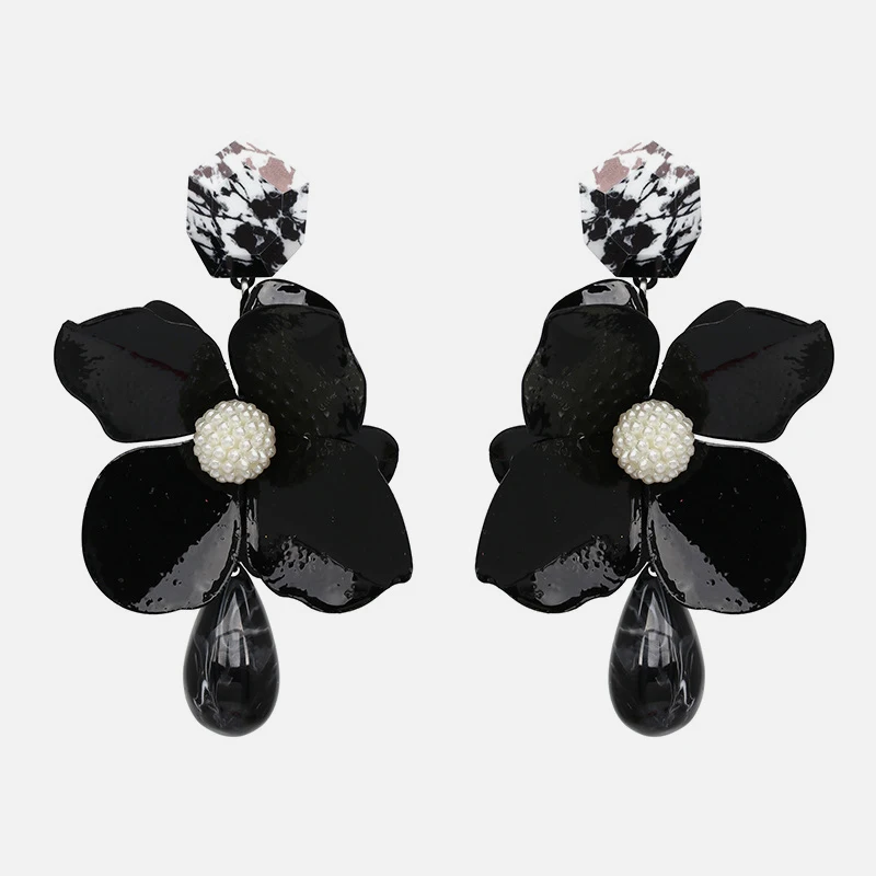 Ztech 32 Za черные Висячие висячие серьги в виде цветка из бисера для женщин, подарок, серьги с геометрическим кристаллом из смолы