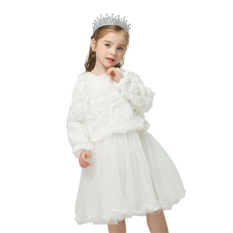 Winter Girl Dress White Long Sleeves Warm Clothes Children Clothing Baby Kids Party Tutu Birthday Wear 3 5 8 Years Girls Dresses | Детская