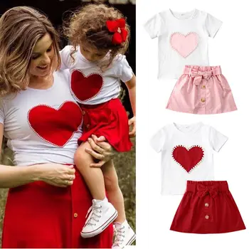 

2020 New Lovely Toddler Kids Baby Girl Skirts Outfits Clothes 2Pcs Top T-shirt Skirt 1-5 Years