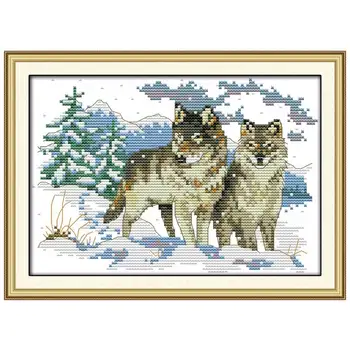 

Wolf pup animals counted printed on the canvas 11CT 14CT DIY kit Cross Stitch embroidery needlework Sets home decor