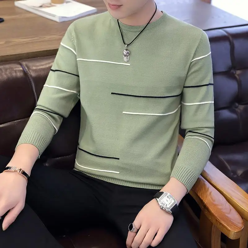 brand social cotton thin men pullover sweaters casual crocheted striped knitted sweater men masculino jersey clothes