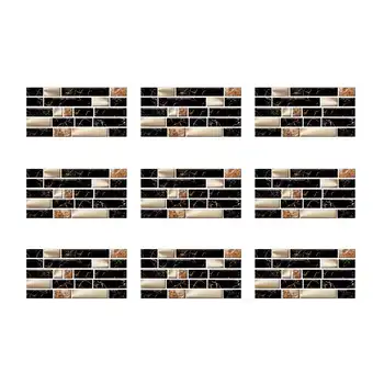 

9 Sheets/Set Anti-fouling And Scratch-Resistant Tile Stickers Metal Black Marble Wall Stickers Home Decoration