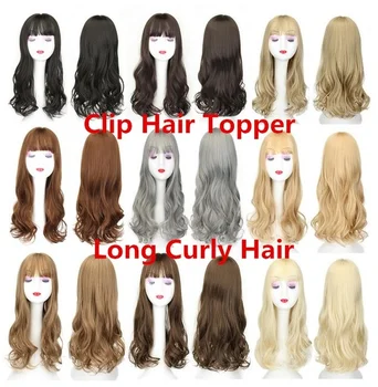 Natural Wave Women Synthetic Hair Topper Light One-piece Hair Extension with Bangs High Temperature Fiber Clip-in Hairpieces 3
