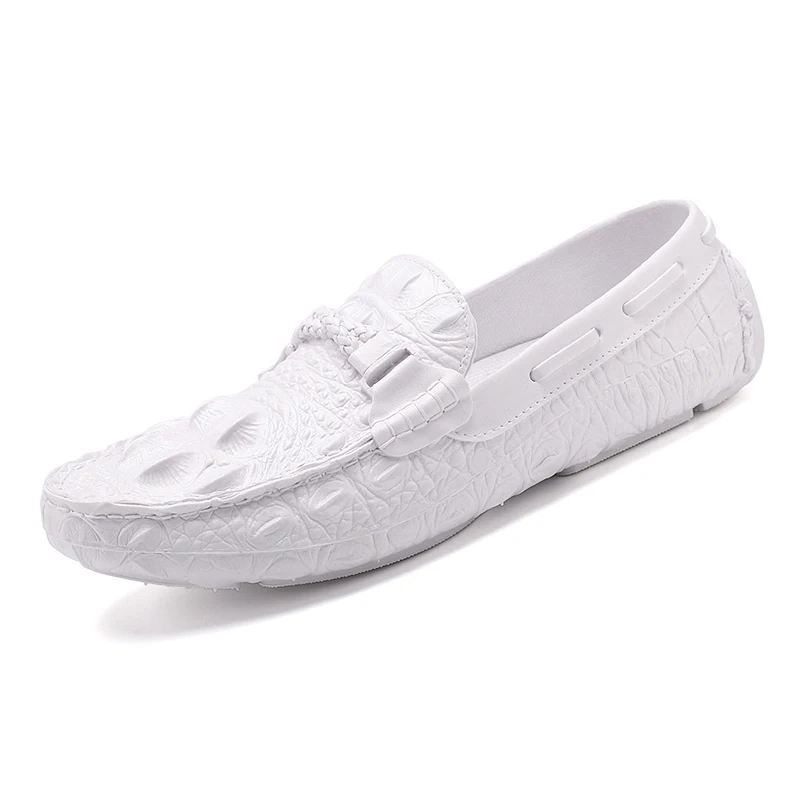 Men Casual Leather Shoes Italian Fashion Snake Skin Loafers designer Male Dress Moccasins Homme Tide Men Peas Shoes Lazy Shoes (9)