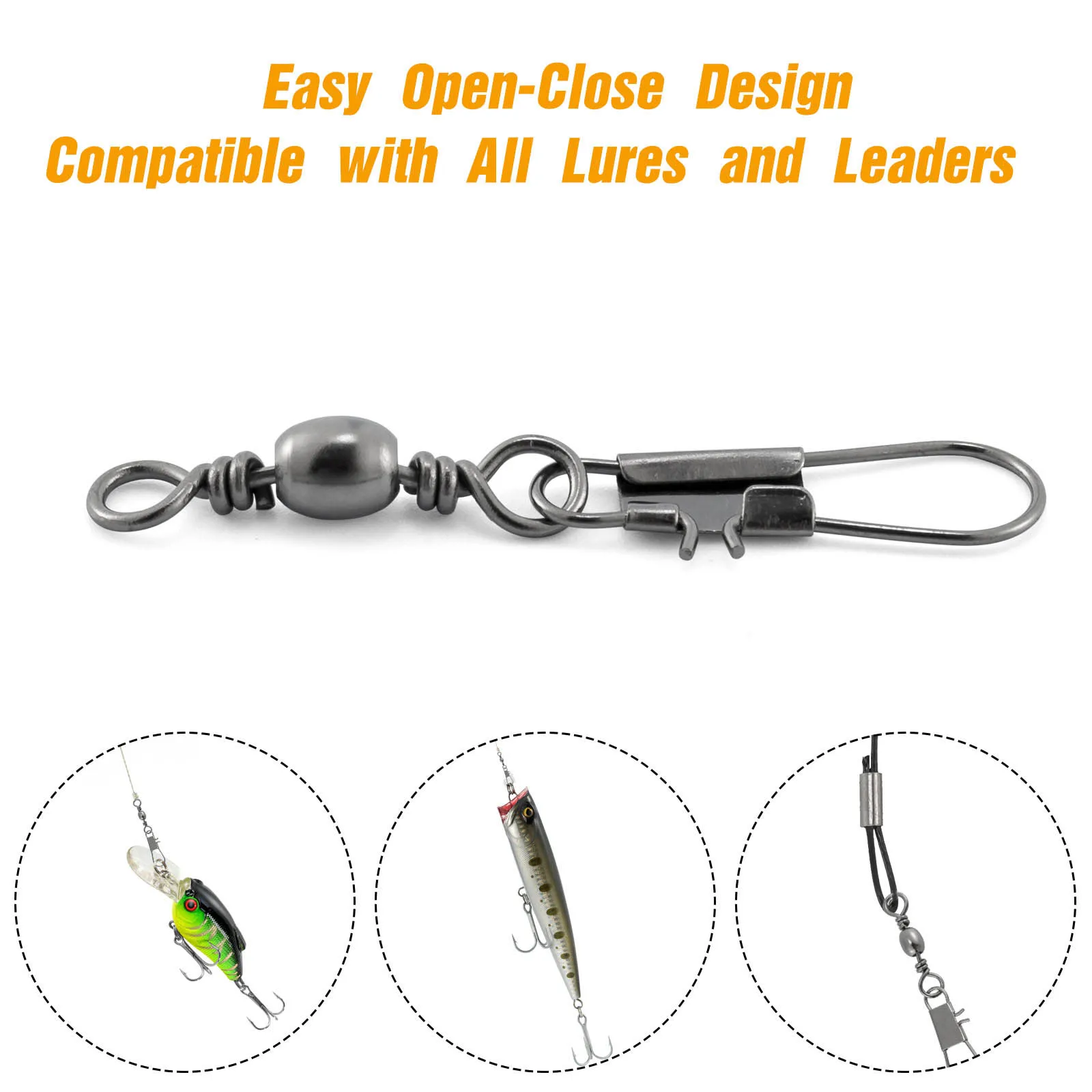 Dr.Fish 100pcs Stainless Steel Fishing Solid Split Rings Lure Snap