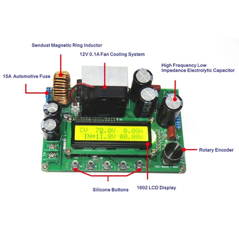 Dc-dc Módulo Impulsionador Impulso 12vnullnull120v Mppt 0-15a Ajustável Dpx800s nc cv cc DPX800S DC-DC NC CV CC Módulo Impulsionador