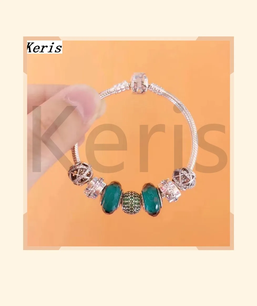 

High Quality Original 1:1 100% Silver Beaded Bracelet With Green Beads For Free Delivery