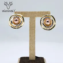 Viennois серьги-гвоздики для женщин, разноцветные Круглые геометрические серьги с кристаллами для девушек