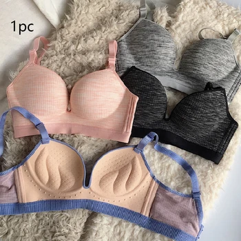 

Student Seamless Push Up Removable Strap No Steel Solid One Piece Bra