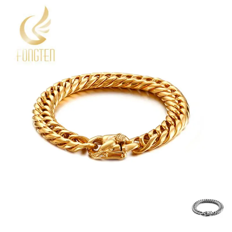 11 мм тяжелый мужской браслет цепочка 316L нержавеющая сталь серебро золото черный цвет панк двойной Снаряженная кубинская Rombo Link