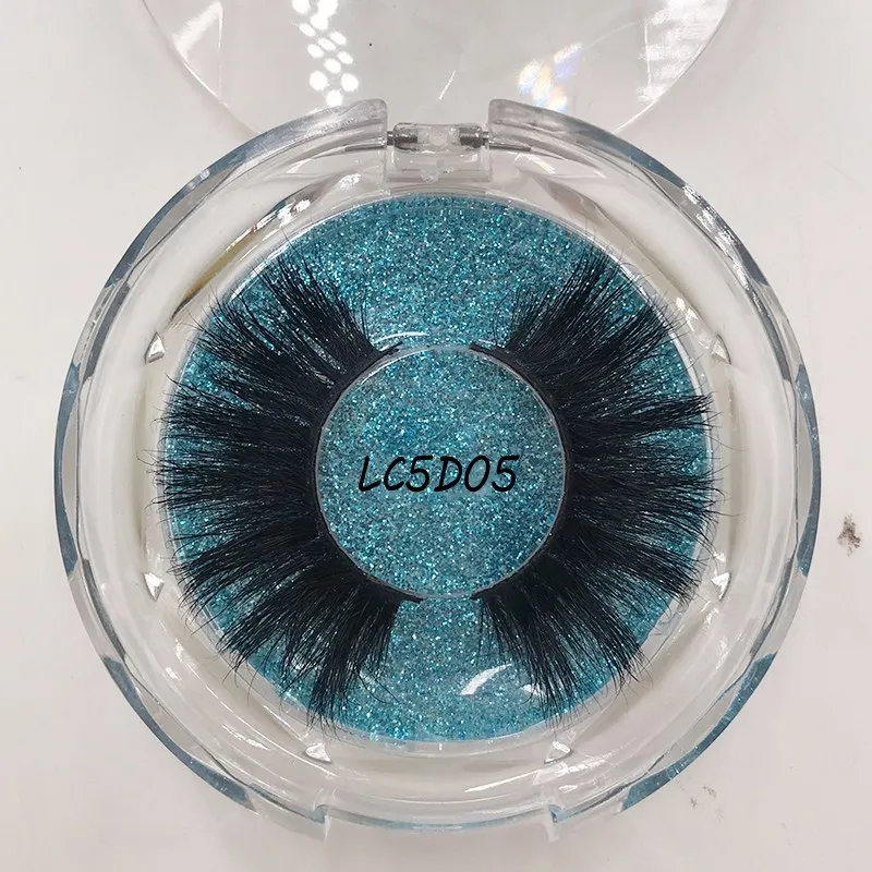 LC5D05 5D 25 мм норковые ресницы на заказ прозрачный круглый ящик - Цвет: LC5D05