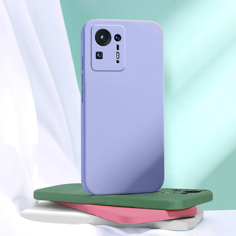 Soft Square Liquid Silicone Case for Xiaomi Mi Mix 4 3 2S 2 Mix4 Mix3 Mix2S 5G Cute Camera Protection Original Phone Cover Funda