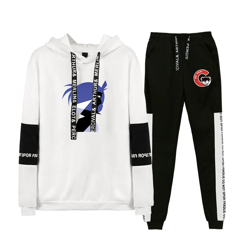New 2019 Brand Tracksuit Fashion Detective Conan Men Sportswear Two Piece Sets Cotton hoodie+Pants Sporting Suit Male